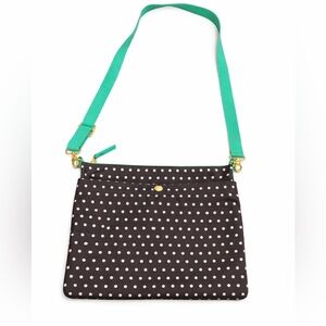 Fossil Keeper Black Polka Dot Crossbody Bag Teal Strap
